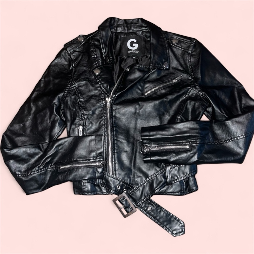 G by Guess Black Faux Leather Moto Jacket